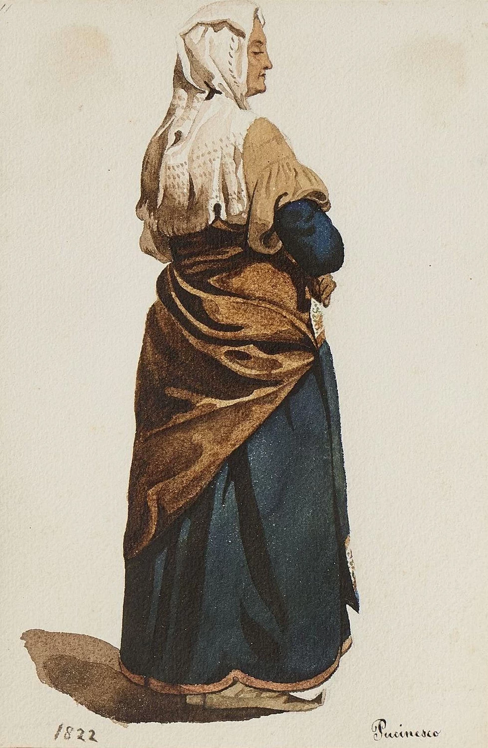 Donna con una sciarpa bianca